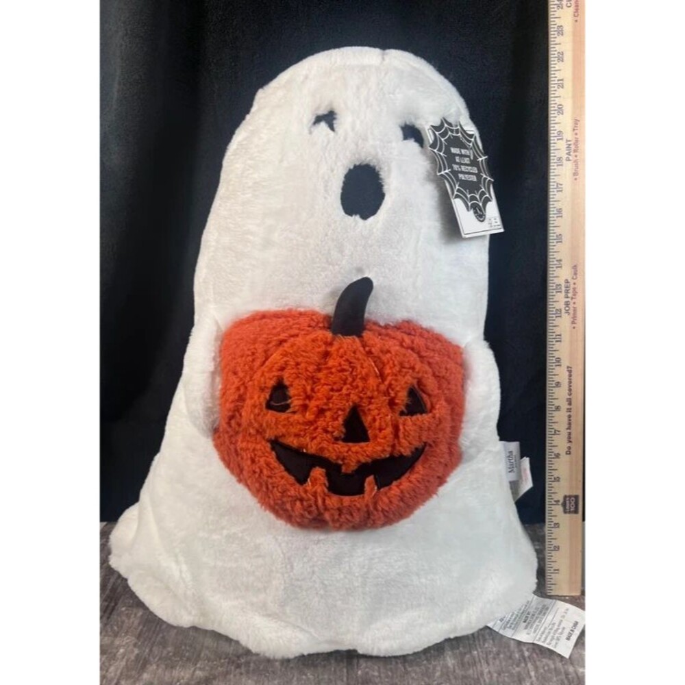 Martha Stewart Ghost Holding Jack-O’-Lantern Plush Pillow Halloween ~22”